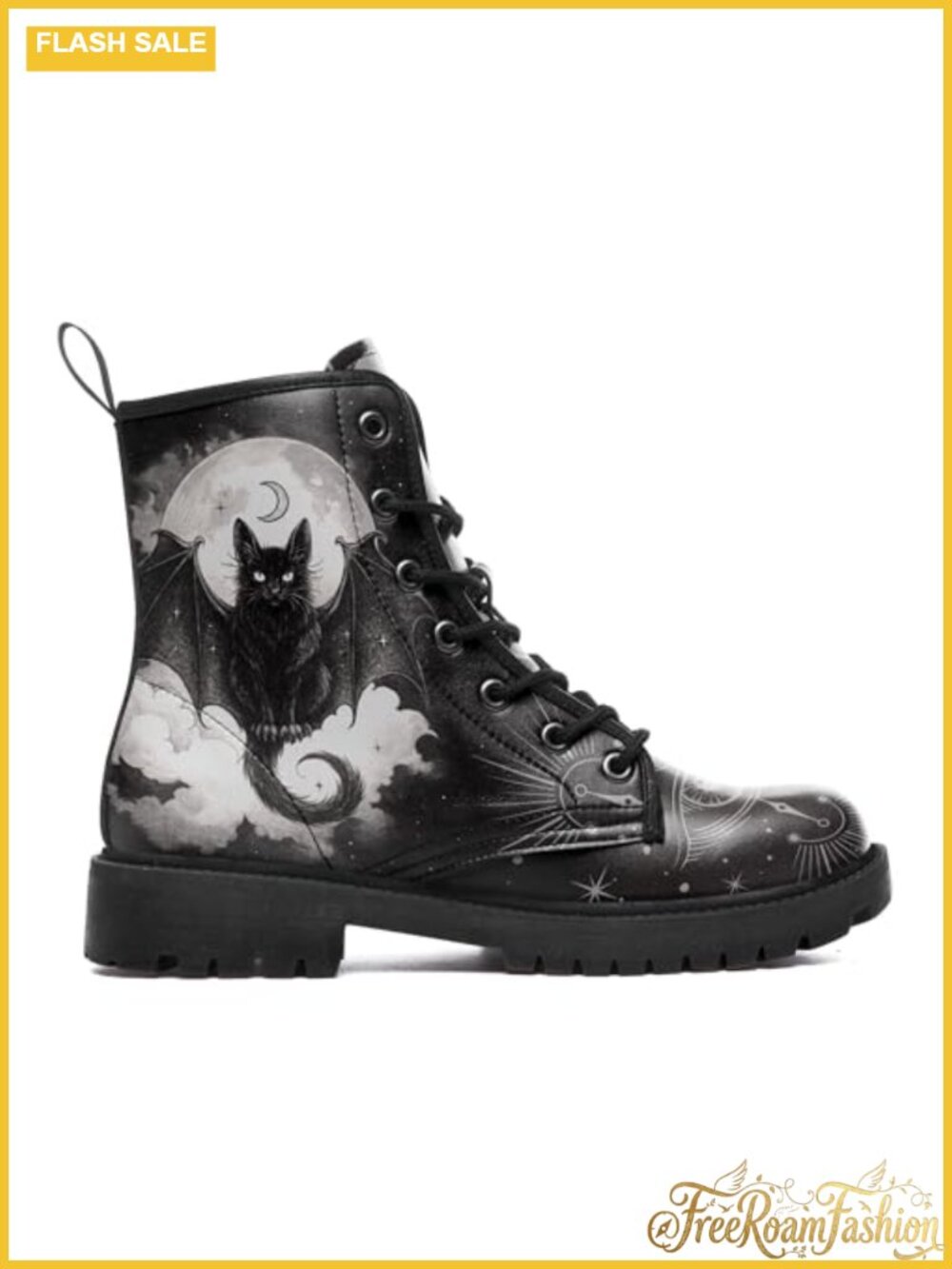 Gothic Combat Ankle Boots Vegan Leather Lace-Up Block Heel